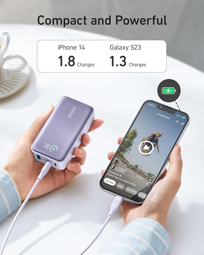 شاحن متنقل 533 PowerCore بقوة 30 واط سعة 10000 مللي أمبير من Anker | أبيض شاحن متنقل 533 PowerCore بقوة 30 واط سعة 10000 مللي أمبير من Anker | أبيض